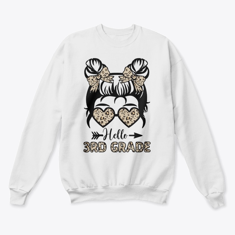 Hello 3rd Grade Messy Bun - Leopard