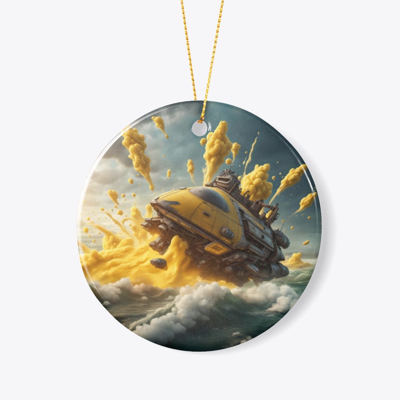 A spaceship crashing into custard