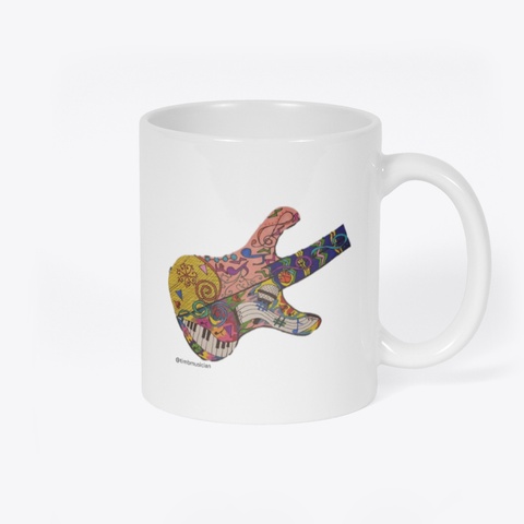 Guitar Art Drinkware White T-Shirt Back