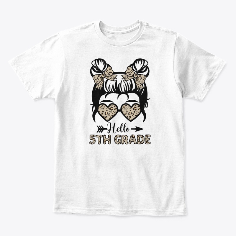 Hello 5th Grade Messy Bun - Leopard