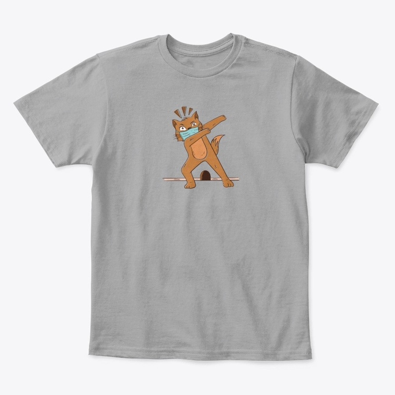 Pet cat in covid-19 mask funny cartoon