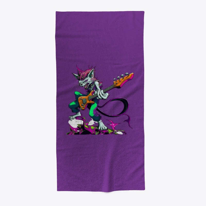 Punk Rock Cat Beach Towel