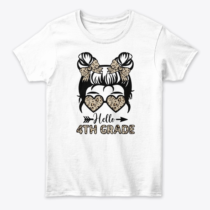 Hello 4th Grade Messy Bun - Leopard