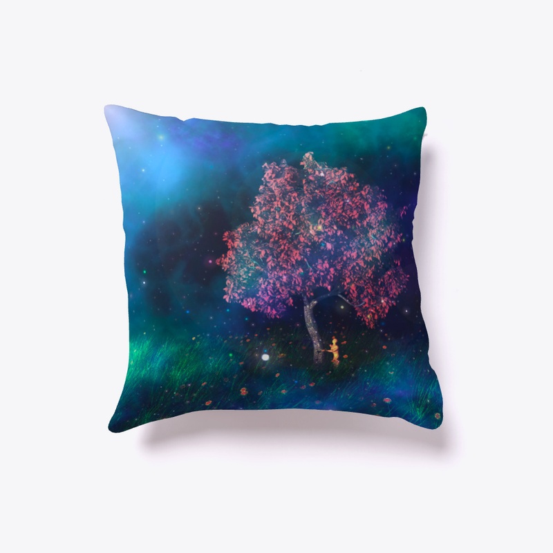 Landscape in space, Tree and flowers