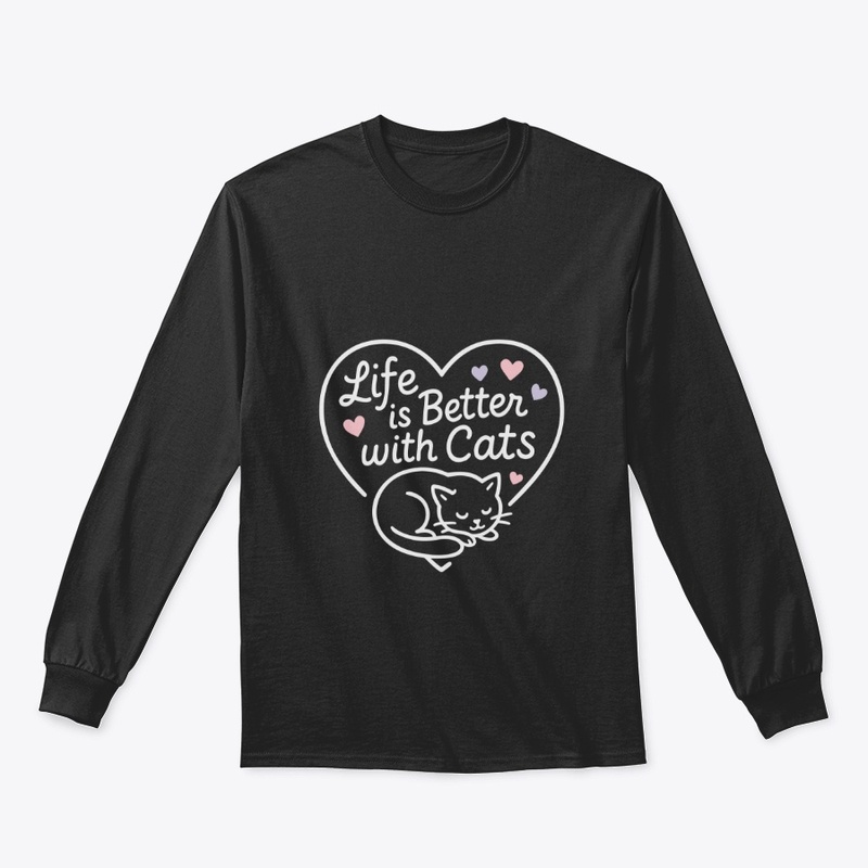 Life Is Better With Cats Line Heart 