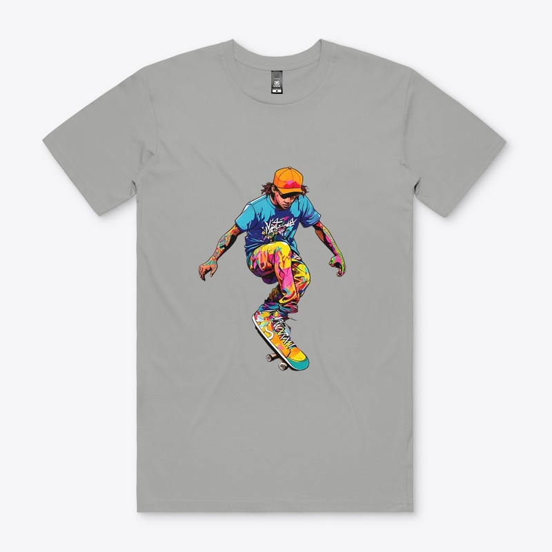 A silhouette of a skater