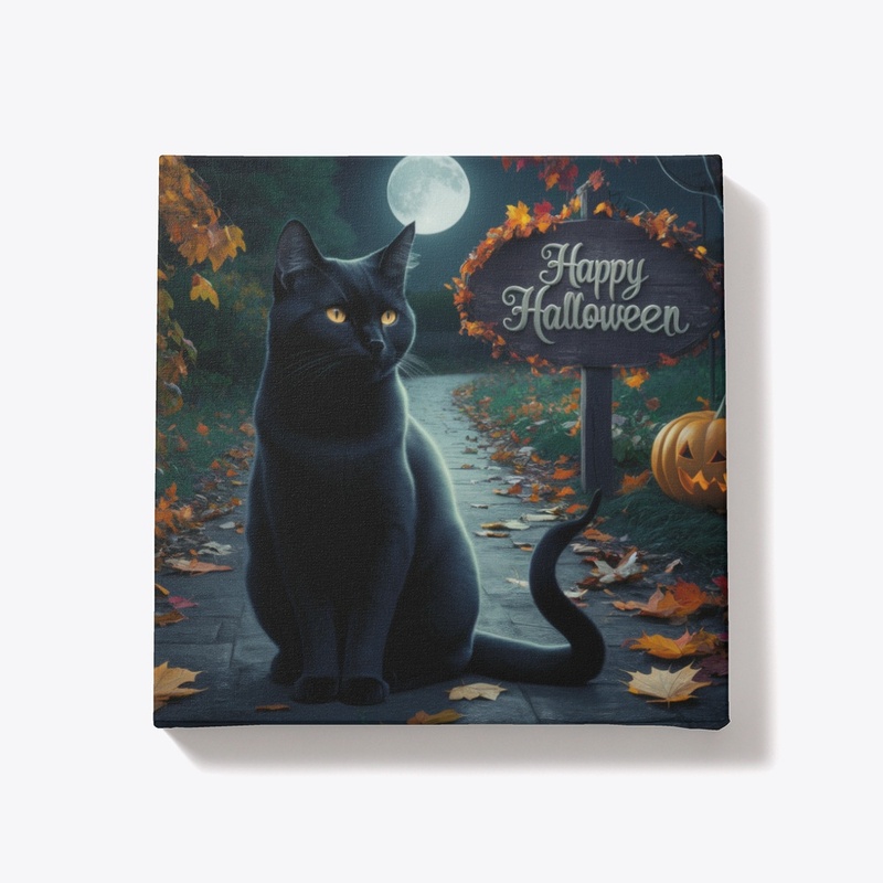 Spooky Cat Halloween Canvas Gift