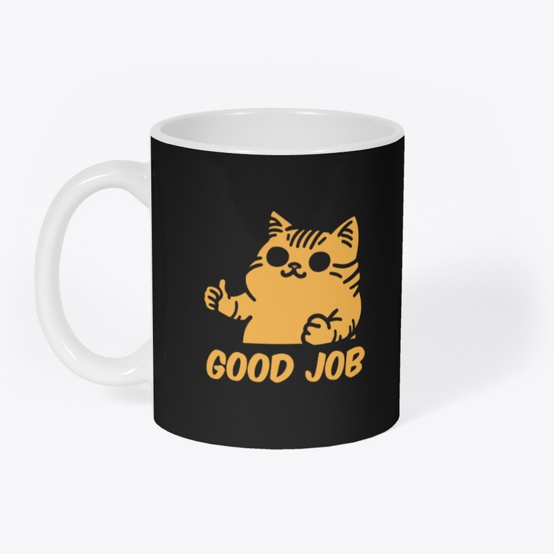 Cheerful Cat Thumbs Up Good Job