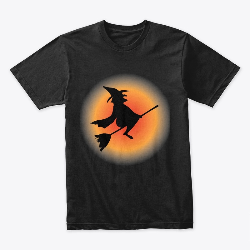 Halloween flying Witch with her broom.