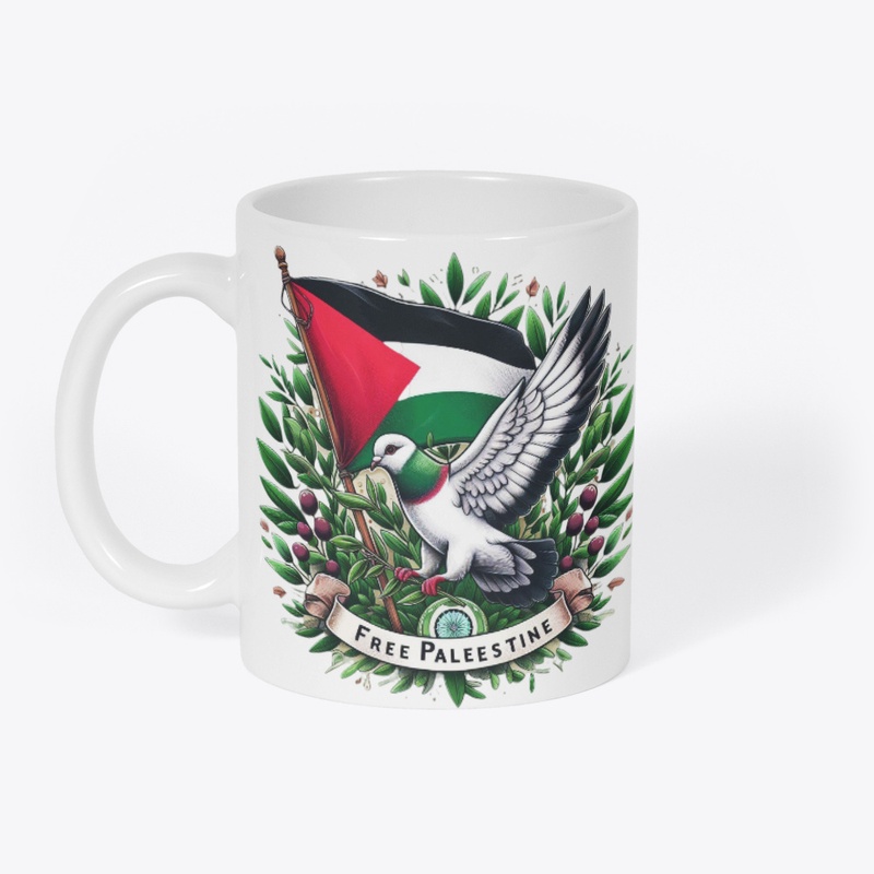 Pigeon Hold olive branch Palestine Flag