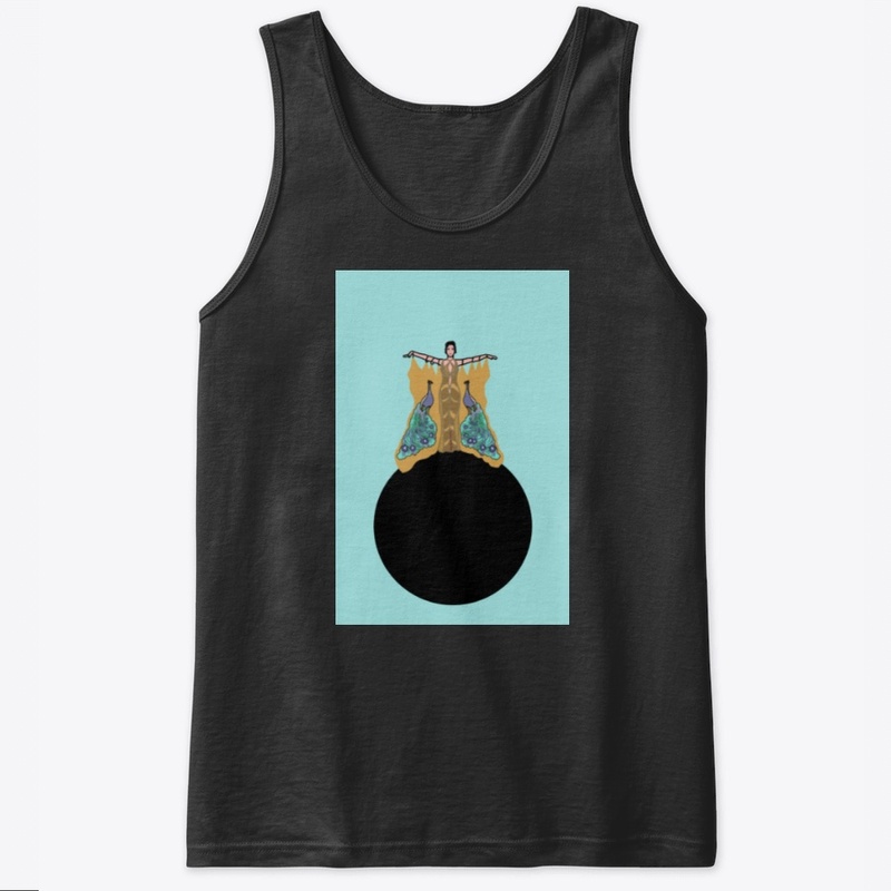 Art Deco Peacock Lady on Seafoam