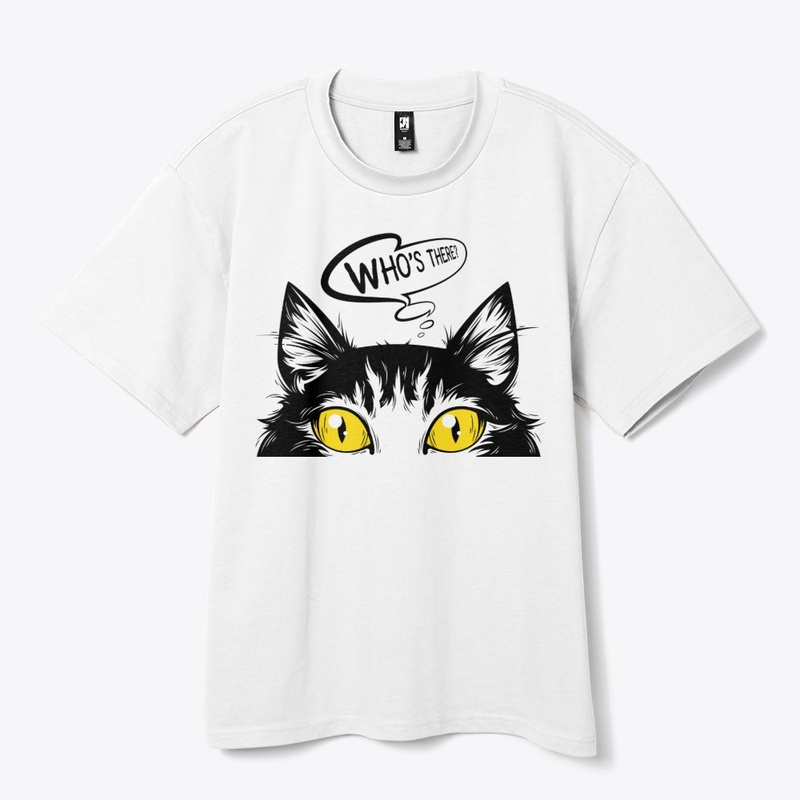 Spooky Black Cat Eyes Who's There Design