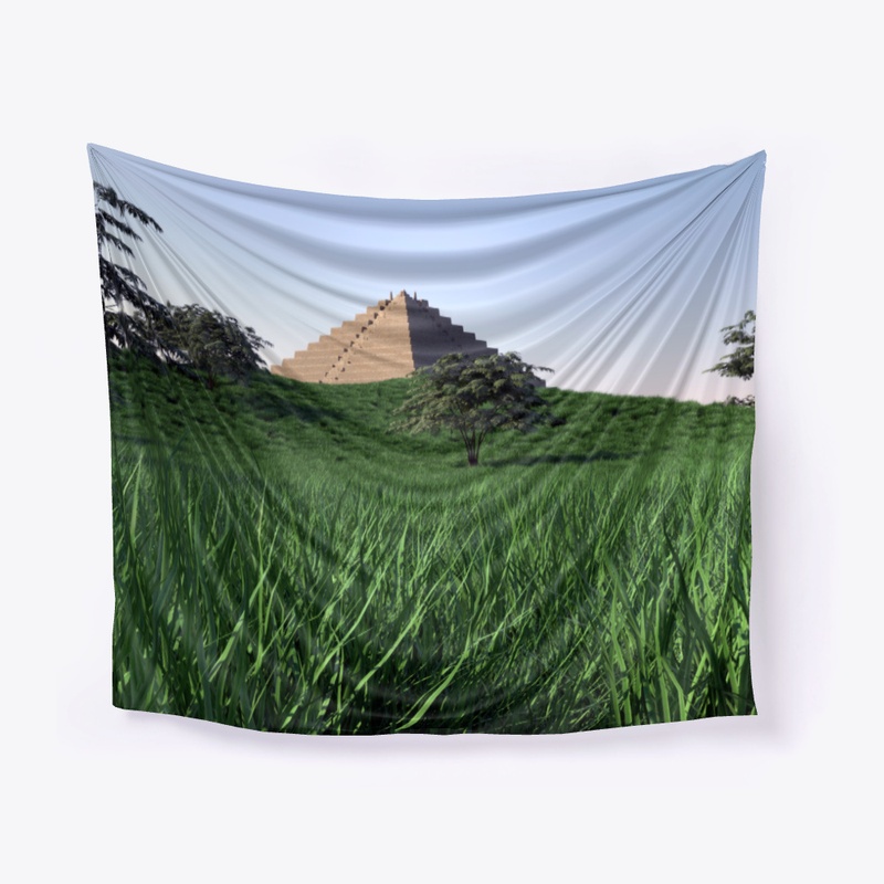 landscape of pyramid trees and grass