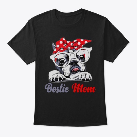 Bostie Mom Wearing Glass With The Stylis Black T-Shirt Front