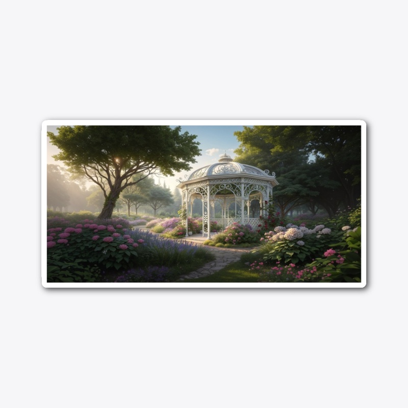 White Art Nouveau Gazebo Garden