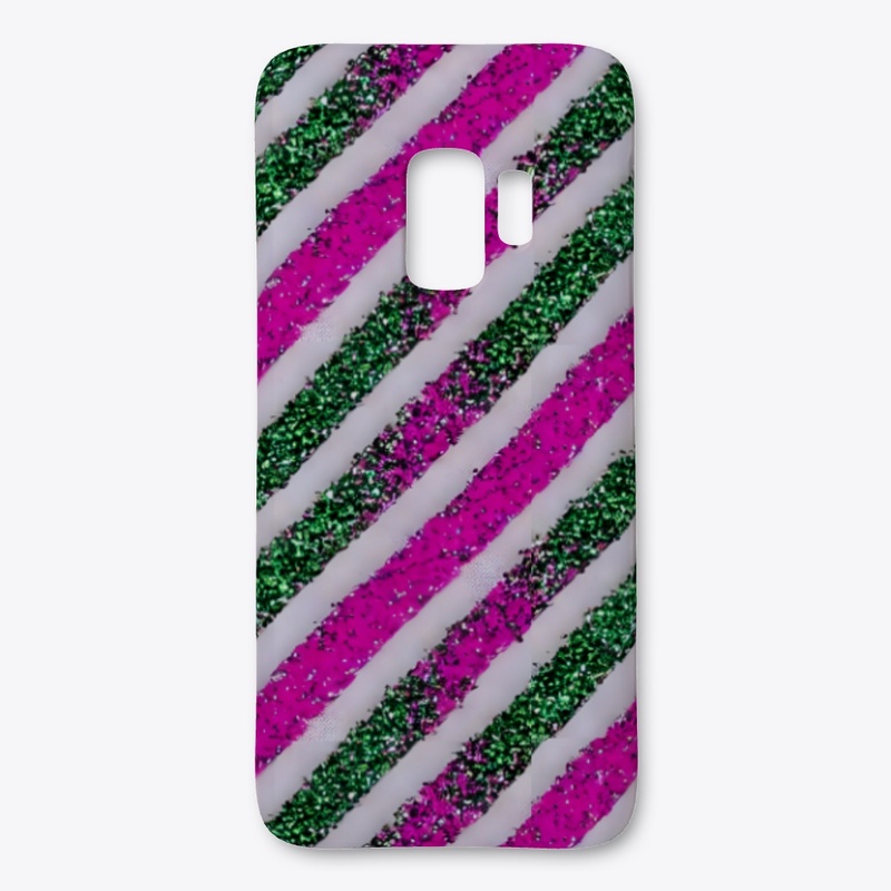 White, Pink and Green Glitter Design 