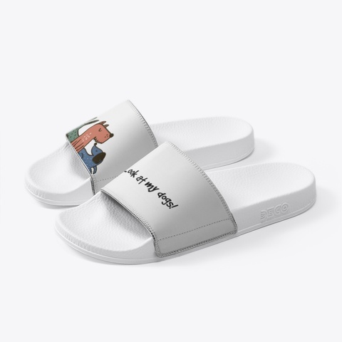 Funny Dog Slides White T-Shirt Left