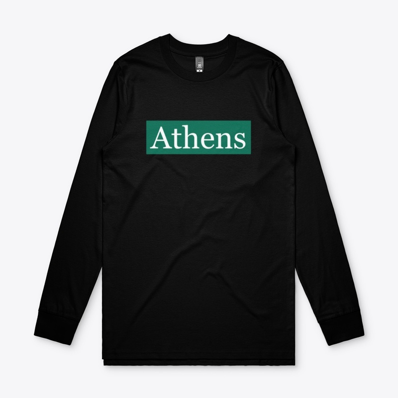 Athens Written in White on Green