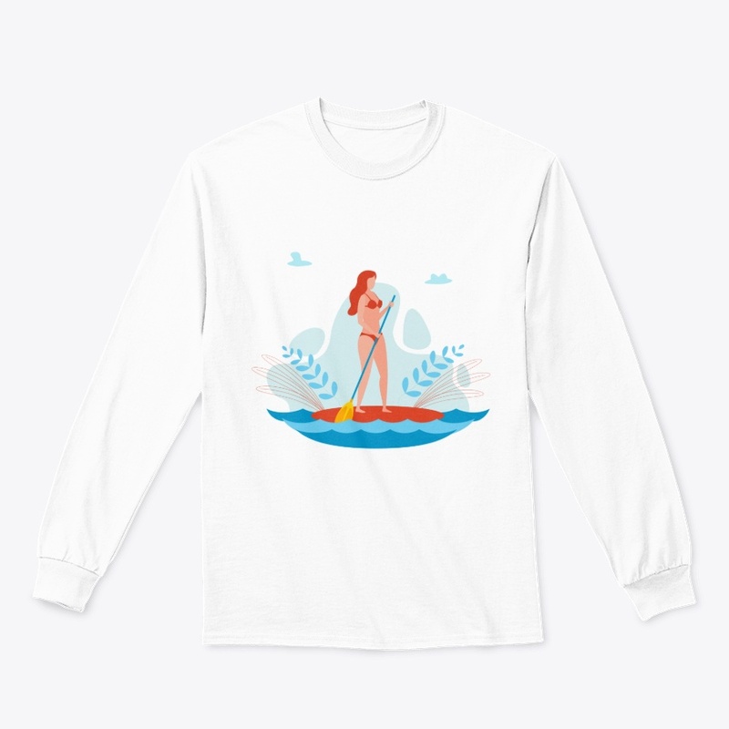 SUP paddle board woman illustration