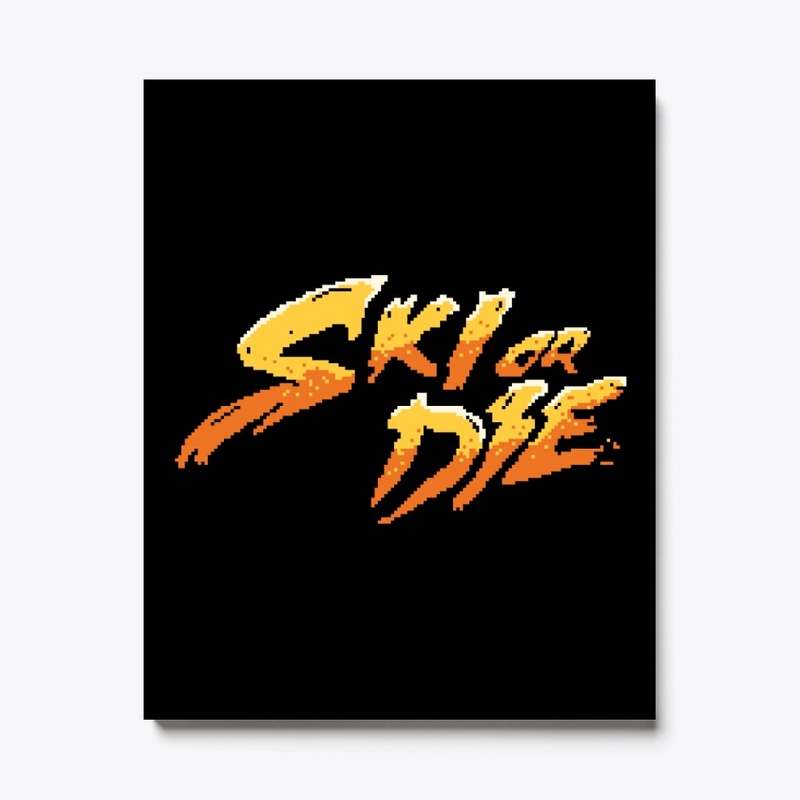Sun Fire Ski or die Pixel art Logo