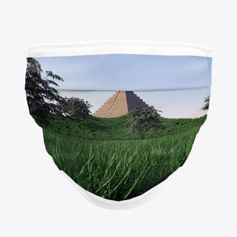 landscape of pyramid trees and grass