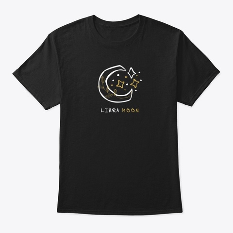 Libra Moon  Black T-Shirt Front