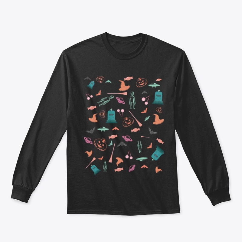 Halloween pattern with alien, 