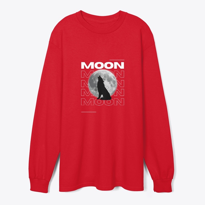 Night wolf design With moon