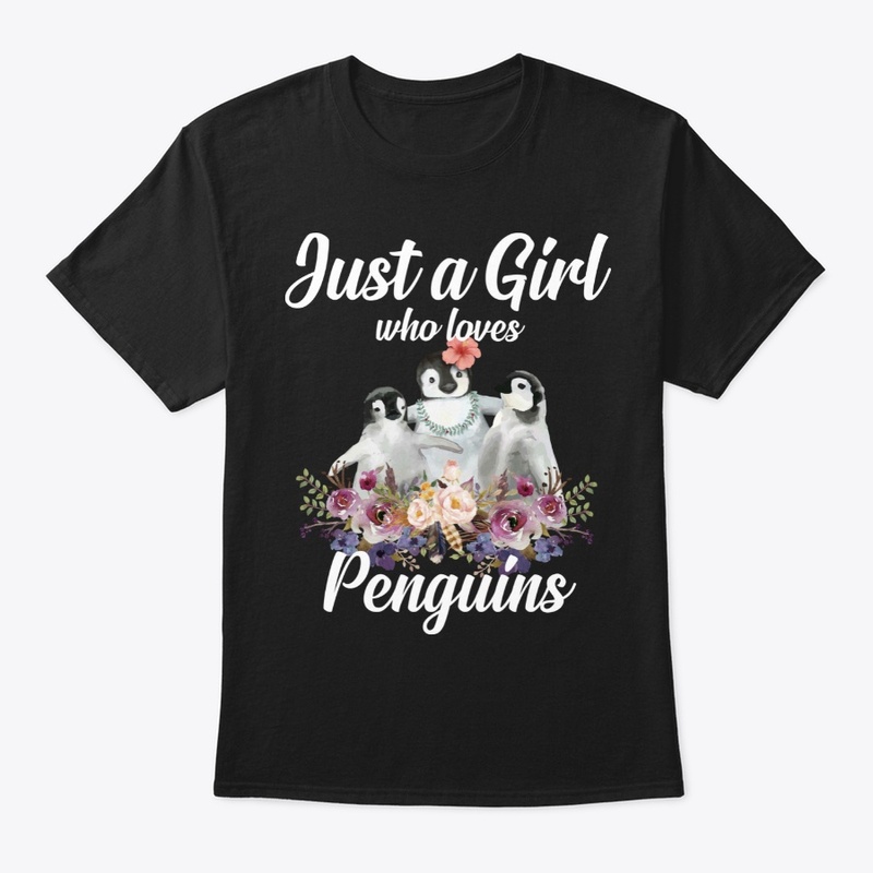 Girl Loves Penguins Watercolor Style