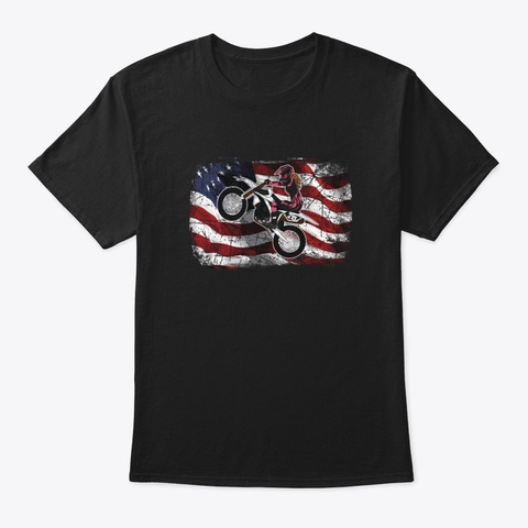 American Female Dirt Bike Rider Black T-Shirt Front