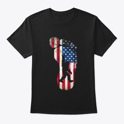4 Th Of July Bigfoot Footprint American F Black T-Shirt Front