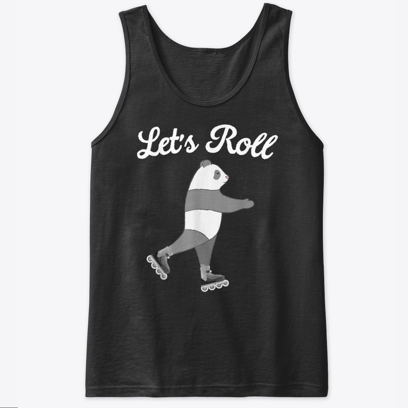Let's Roll Rollerblading Panda T Shirt