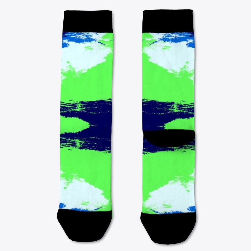 Abstract Green Blue Ink Blot Rorschach