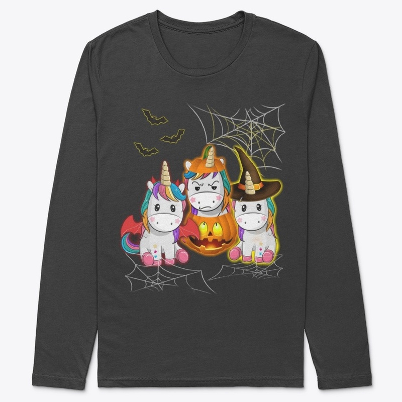Halloween Unicorn Witches With Pumpkins 