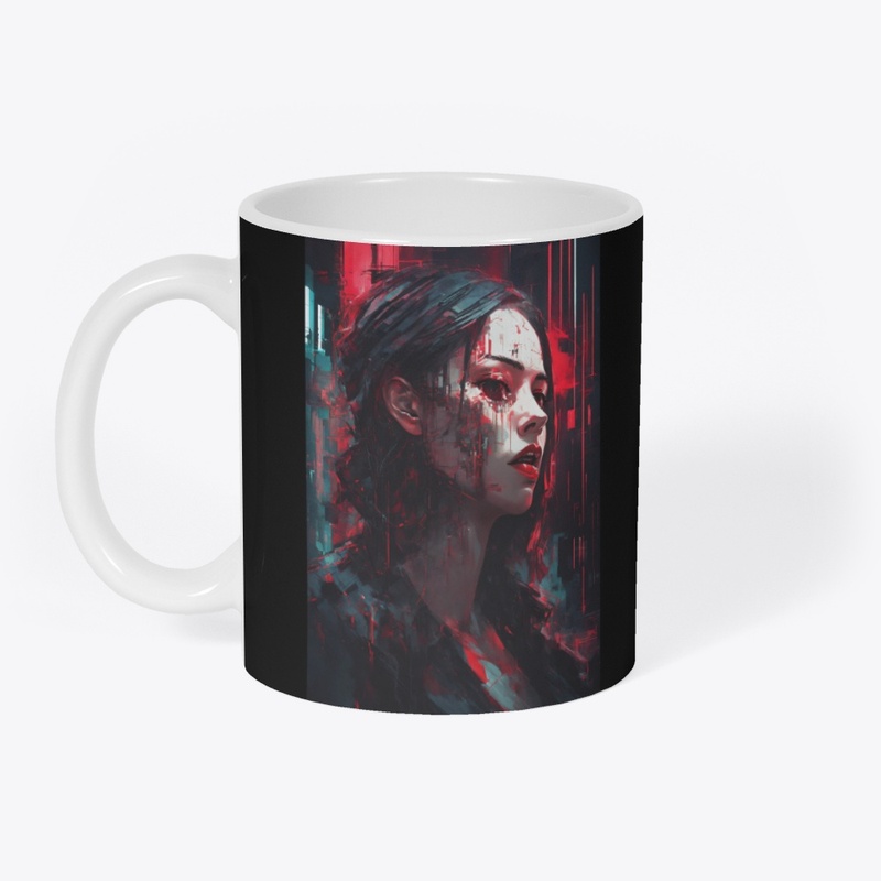 Illustration vampire style of glitch art