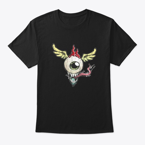 Flying Eyeball With Wings And German Hel Black T-Shirt Front