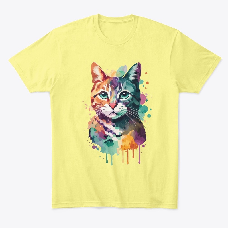 Cat Water Color T-Shirt