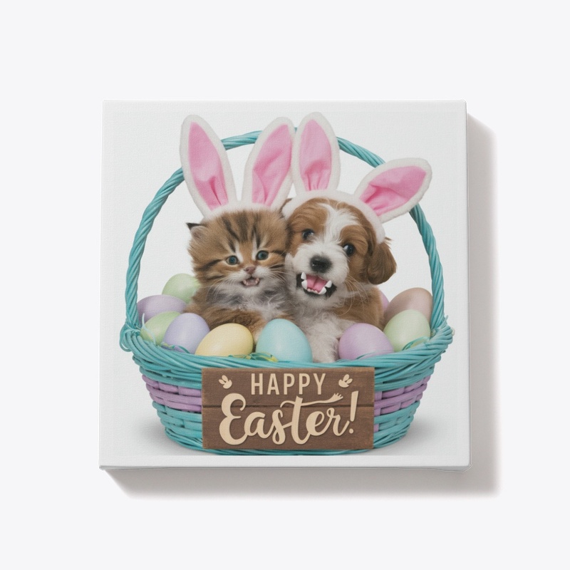 Happy Easter Bunny Ears Pets Canvas