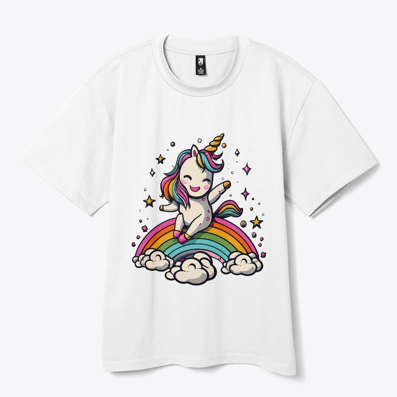 Sassy Unicorn on Rainbow for magic vibes