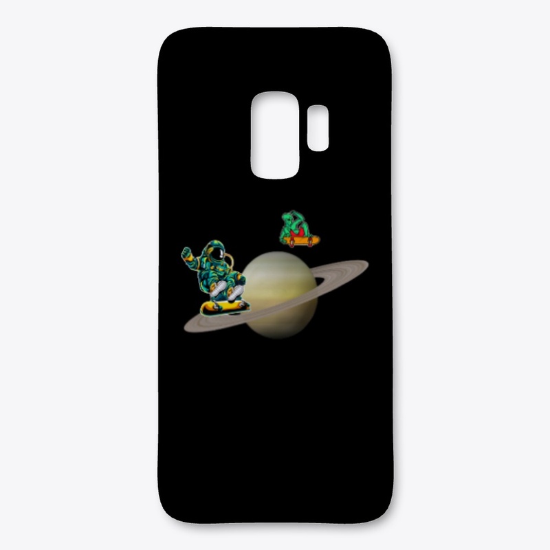 Alien Astronaut Skateboarding On Saturn