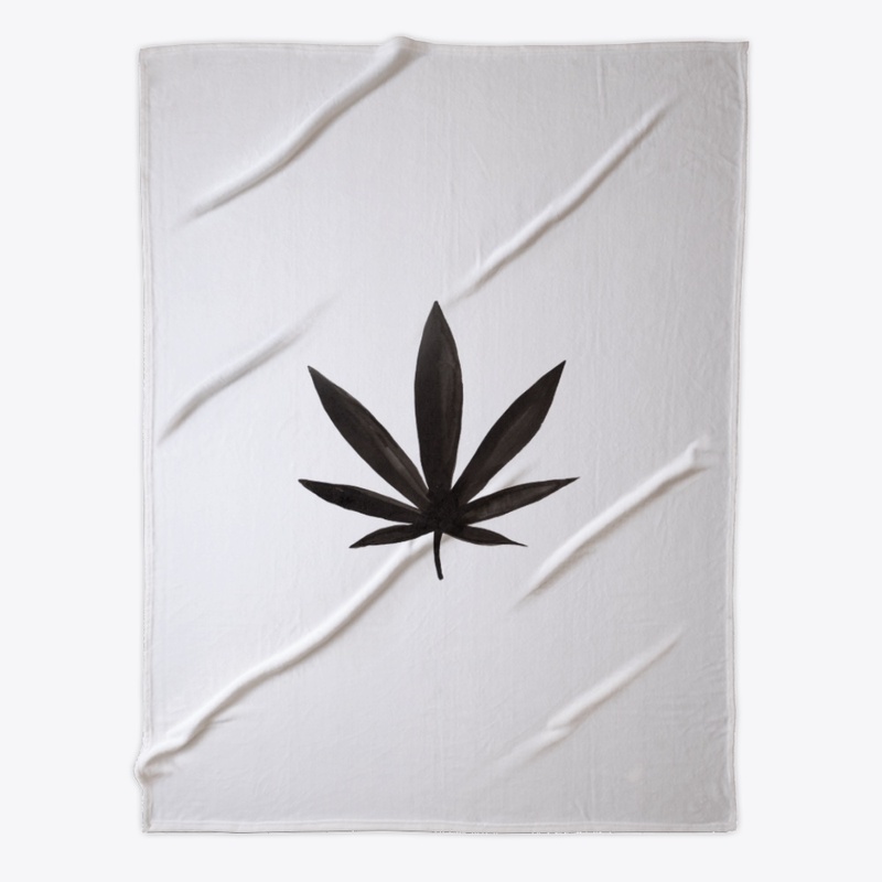 Cannabis leaf in primitive watercolor