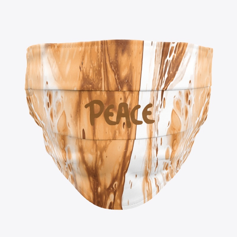 Brown Marble "PEACE" Face Mask