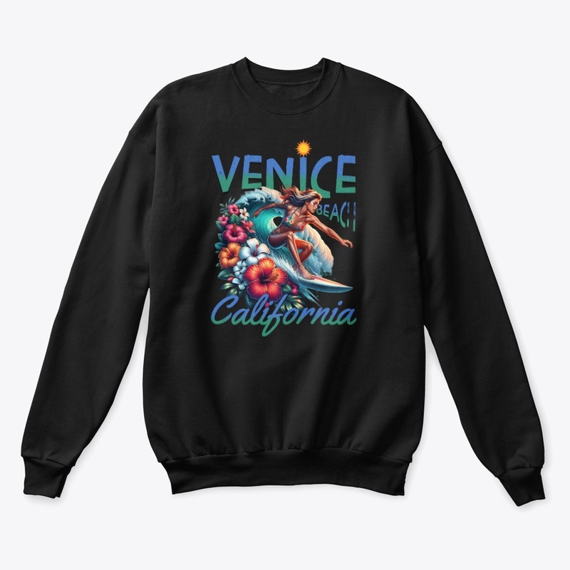 Vibrant Venice Beach Surfing Illustrate