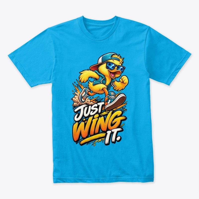 Just Wing It Funny Duck T-Shirt Design 