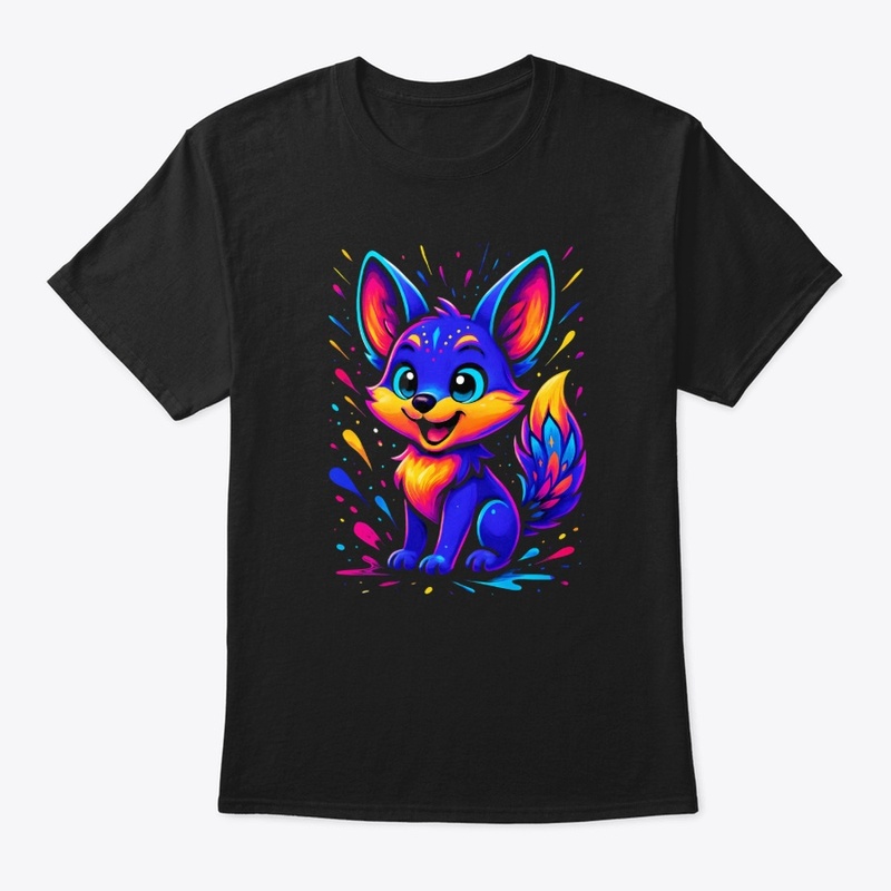 Colorful Cute Fox Neon Art Tee