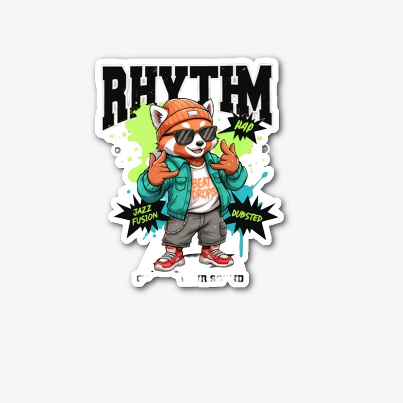 Rhythm Hip Red Panda DJ Graphic T-Shirt 