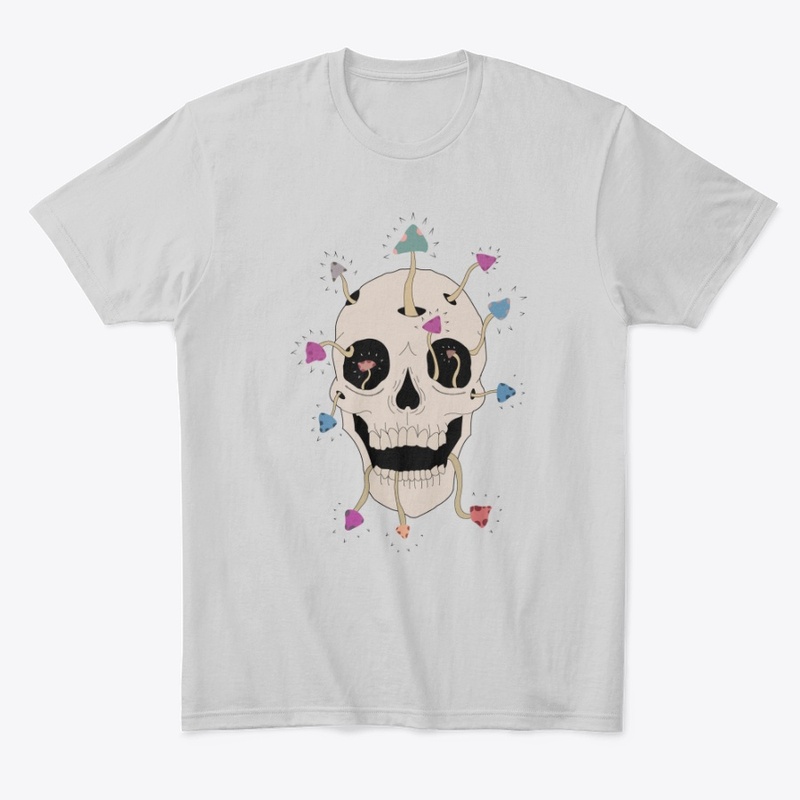 Skull with Mushrooms