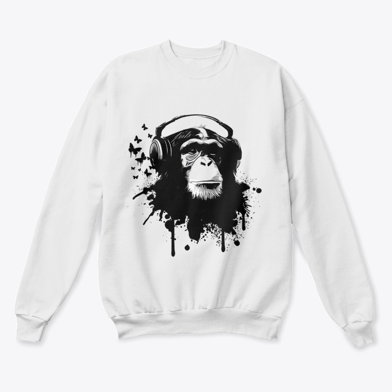 Chimpanzee With Head phones Apparel 