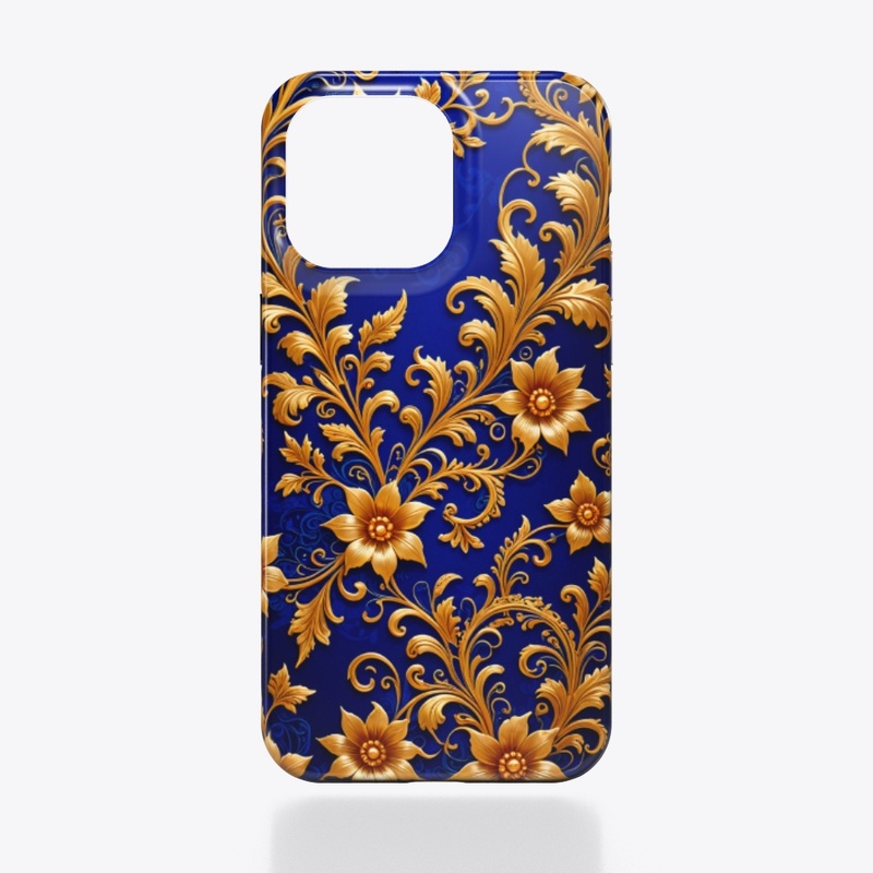 Regal Flourish: Lux Gold on Royal Blue