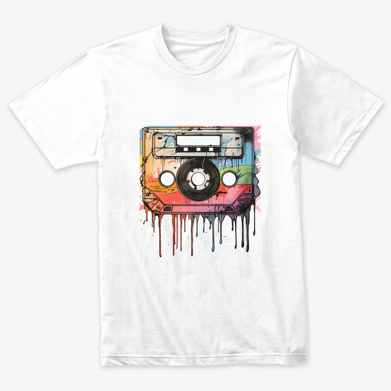 Retro Cassette Color Splash Tee